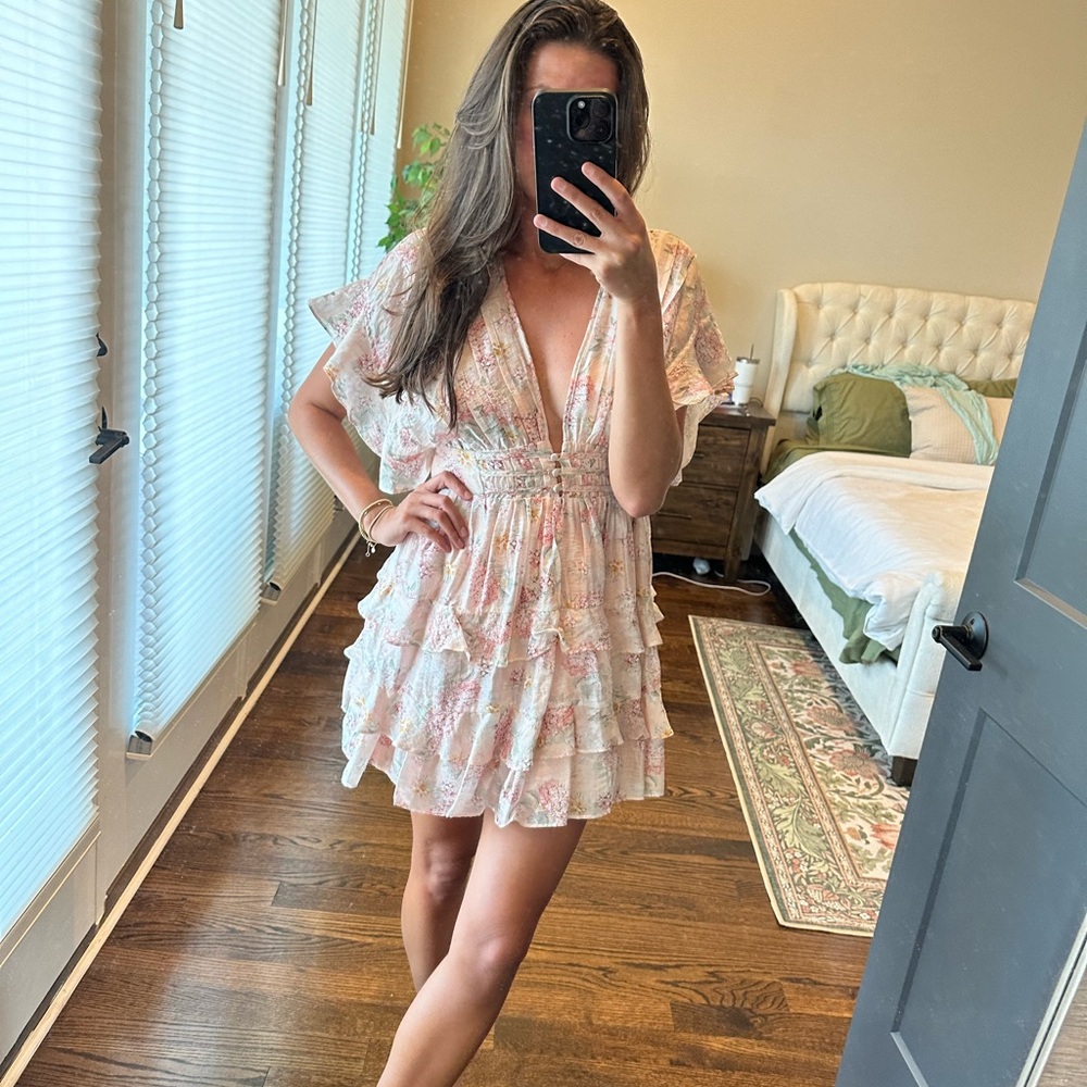 Light pink floral mini dress